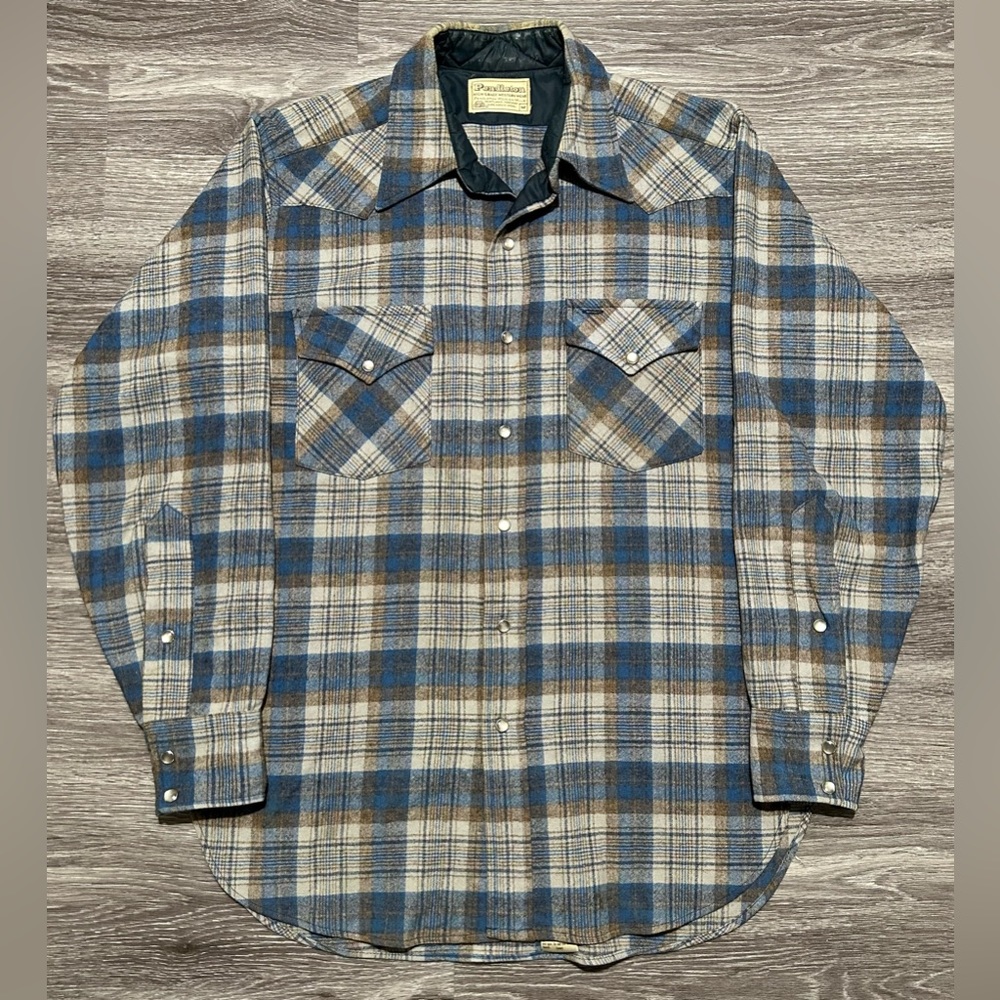 Vintage Pendleton 70’s/80’s Peal Snap Wool Plaid Flannel sz M